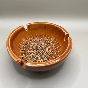Vintage Italian Ashtray Orange Ceramic Mid Century Modern Ashtray